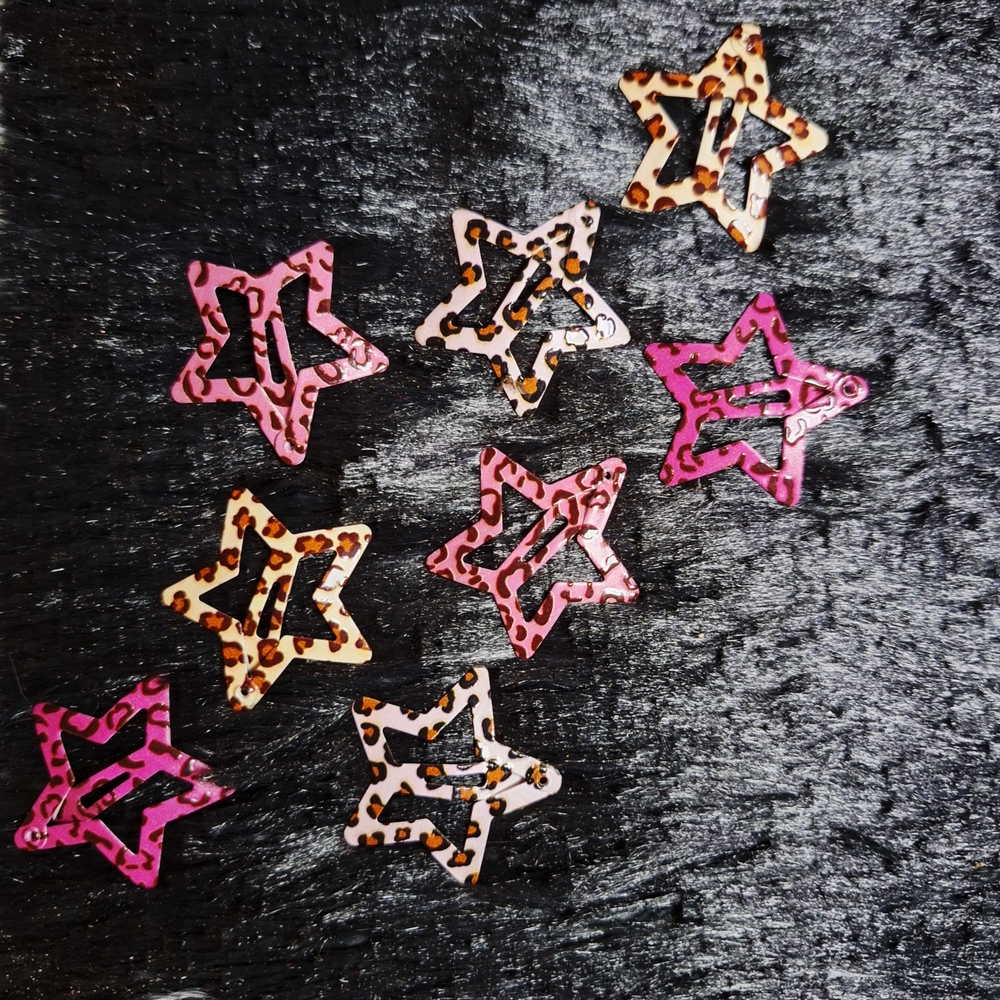 ✨️ FREE ✨️ Add-on - Leopard Print Star Hair Clips
